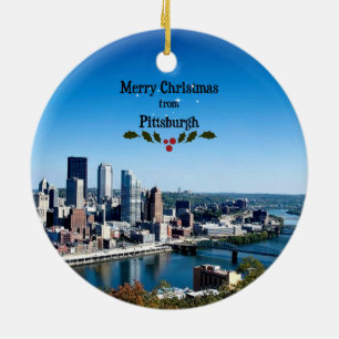 Frohe Weihnachten aus Pittsburgh Keramikornament