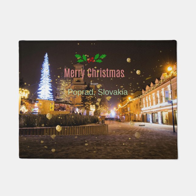 Frohe Weihnachten aus Poprad Slowakei Fußmatte (Vorderseite)