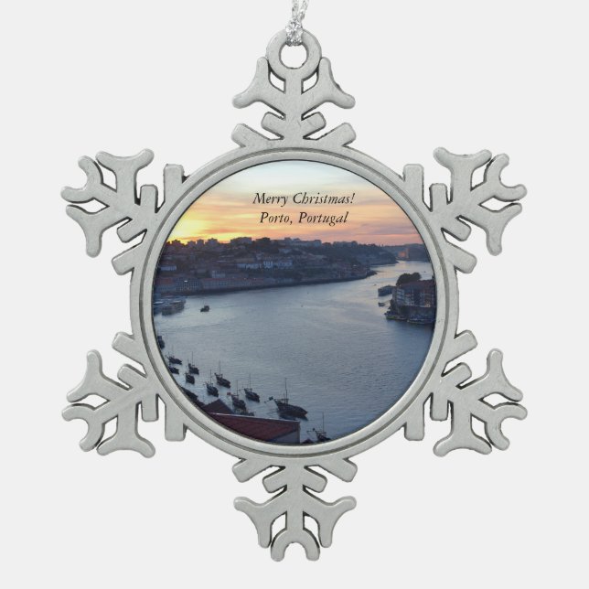 Frohe Weihnachten aus Porto Portugal Ornament (Vorderseite)