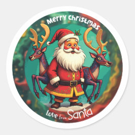 Frohe Weihnachten aus Santa Runder Aufkleber