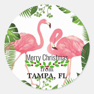 Frohe Weihnachten aus Tampa, FL Runder Aufkleber