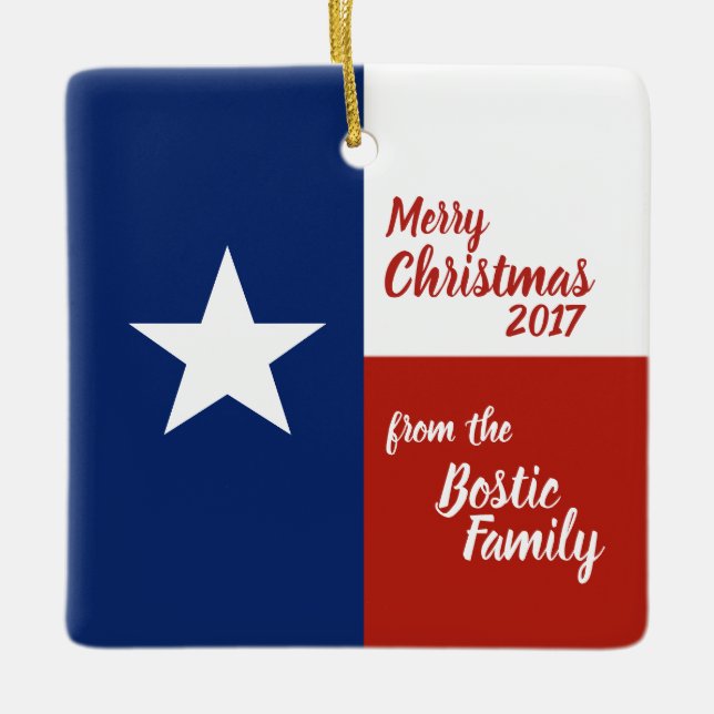 Frohe Weihnachten aus Texas Keramikornament (Vorderseite)