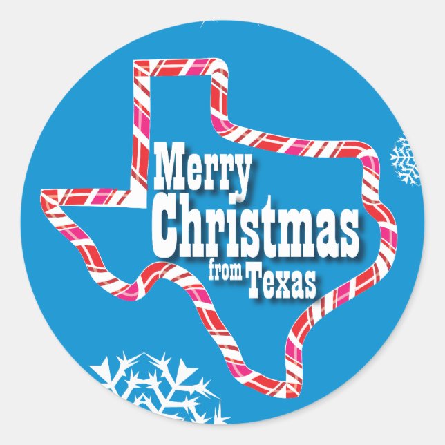 Frohe Weihnachten aus Texas Runder Aufkleber (Vorderseite)