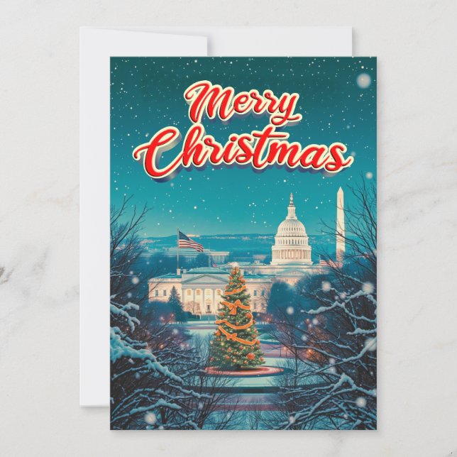Frohe Weihnachten aus Washington DC Vintag Retro (Vorderseite)
