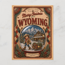 Frohe Weihnachten aus Wyoming Vintage-Schneekugel