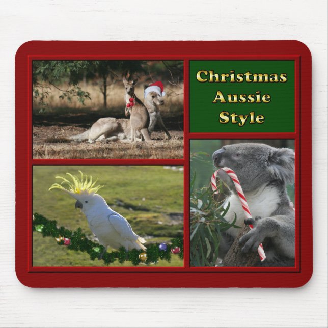 Frohe Weihnachten Aussie Animals Mousepad (Vorne)