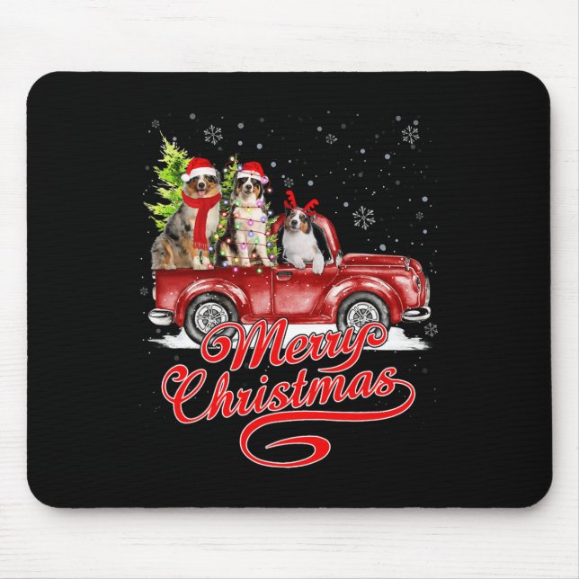 Frohe Weihnachten Australian Shepherd Santa Reinde Mousepad (Vorne)