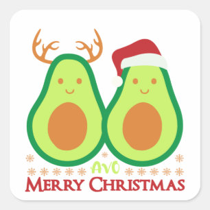 Frohe Weihnachten Avocado Quadratischer Aufkleber