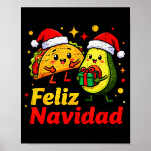 Frohe Weihnachten Avocado-Tacos Mexikanisches Weih Poster