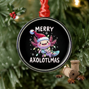 Frohe Weihnachten Axolotl Lichter Axolotlmas Baum Ornament Aus Metall