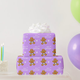 Frohe Weihnachten! Baby Gingerbrot auf Lavender Geschenkpapier
