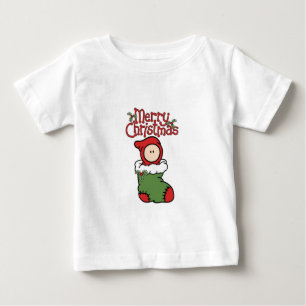 Frohe Weihnachten - Baby im Strumpf-T - Shirt