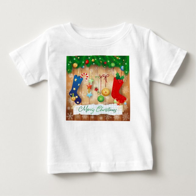 Frohe Weihnachten Baby T-shirt (Vorderseite)