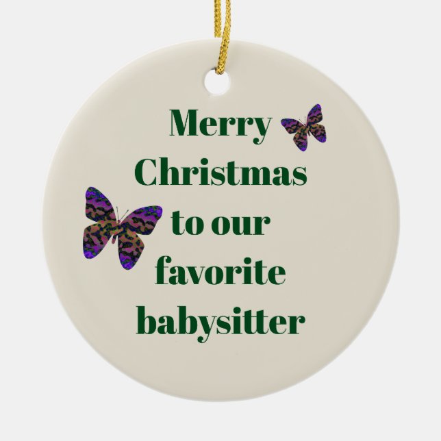 Frohe Weihnachten Babysitter farbenfrohe Butterfly Keramik Ornament (Vorne)