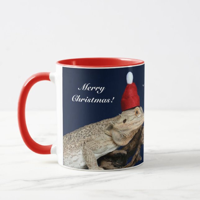 Frohe Weihnachten Bartete Dragon Lizard - Weihnach Tasse (Links)