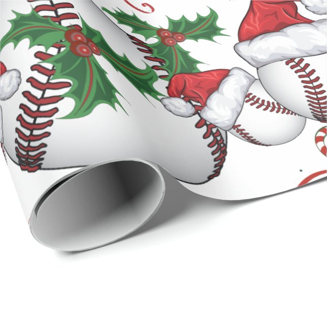 Frohe Weihnachten Baseball Santa Geschenkpapier (Rolleneckpunkt)