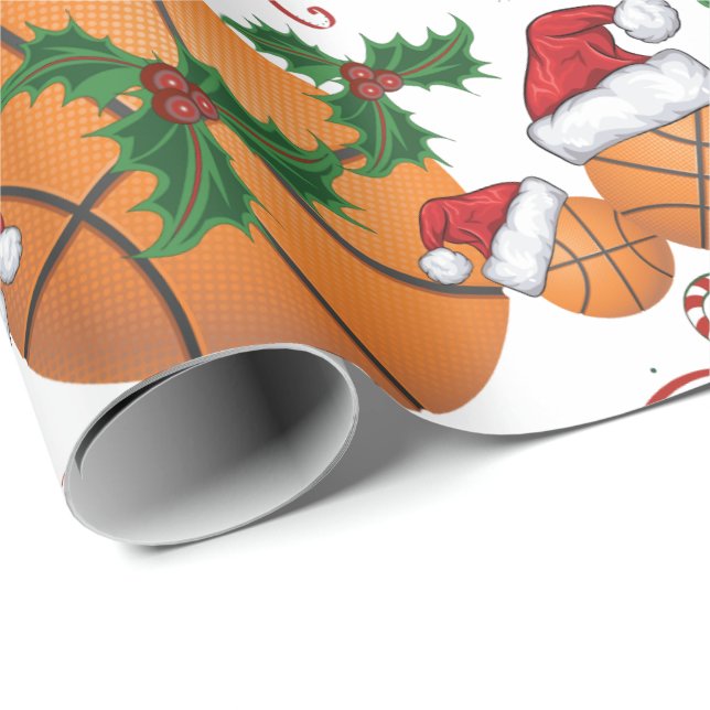 Frohe Weihnachten Basketball Santa Geschenkpapier (Rolleneckpunkt)