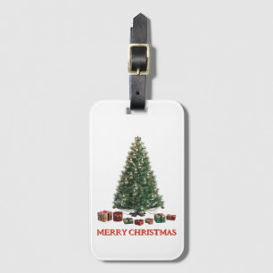 Frohe Weihnachten. Baum (Design 1) mit Geschenken Gepäckanhänger