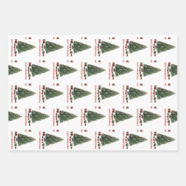 Frohe Weihnachten. Baum (Design 1) mit Geschenken Geschenkpapier Set