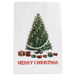 Frohe Weihnachten. Baum (Design 1) mit Geschenken Mittlere Geschenktüte
