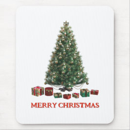 Frohe Weihnachten. Baum (Design 1) mit Geschenken Mousepad