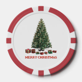 Frohe Weihnachten. Baum (Design 1) mit Geschenken Pokerchips