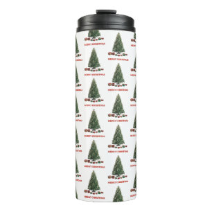 Frohe Weihnachten. Baum (Design 1) mit Geschenken Thermosbecher