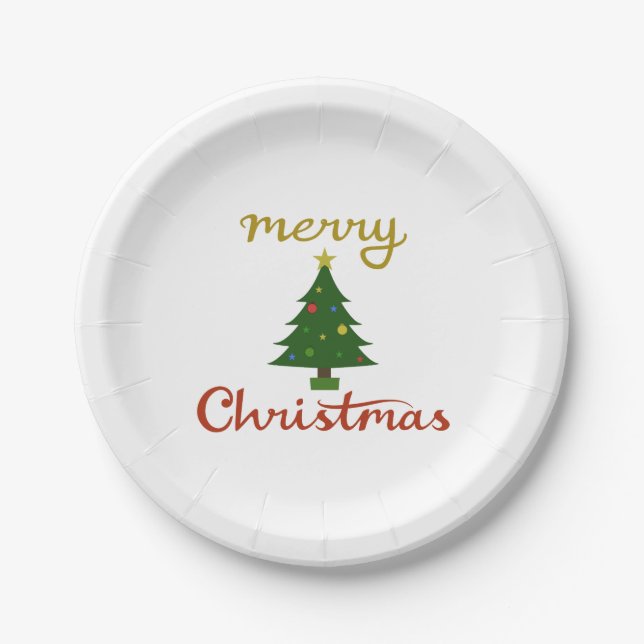 Frohe Weihnachten+Baum-Design Pappteller (Vorderseite)