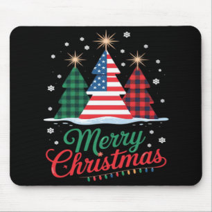 Frohe Weihnachten Baum US-Flagge Santa Essential Mousepad
