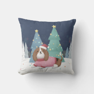 Frohe Weihnachten: Beagle Illustration Art Kissen