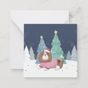 Frohe Weihnachten: Beagle Illustration Art Mitteilungskarte