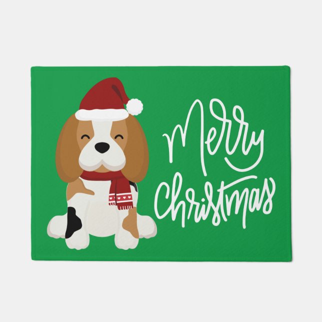 Frohe Weihnachten | Beagle Santa Claus Fußmatte (Vorderseite)