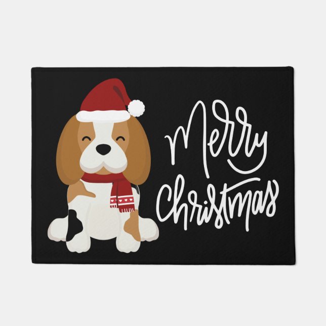 Frohe Weihnachten | Beagle Santa Claus Fußmatte (Vorderseite)
