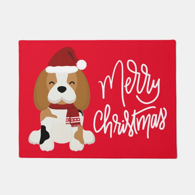 Frohe Weihnachten | Beagle Santa Claus Fußmatte (Vorderseite)