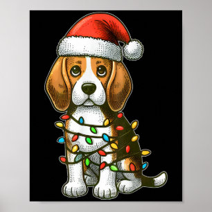 Frohe Weihnachten Beagle Santa Weihnachtslichter H Poster