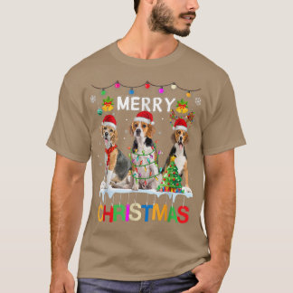 Frohe Weihnachten Beagle Weihnachtsmannmütze Funny T-Shirt