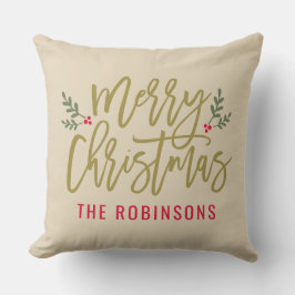 Frohe Weihnachten Beige Moderne Custom Family Kissen