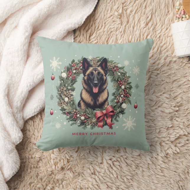 Frohe Weihnachten Belgisch Malinois Dog Xmas Kissen (Decke)