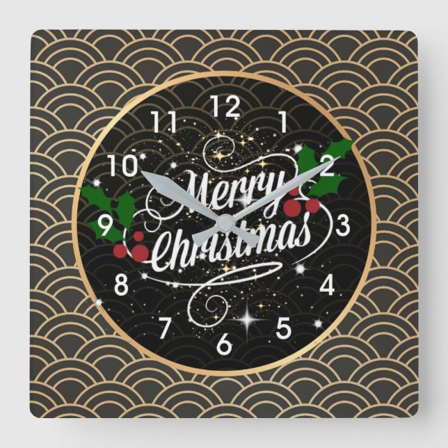 Frohe Weihnachten, beliebte Acrylmauer-Uhr Quadratische Wanduhr (Vorderseite)