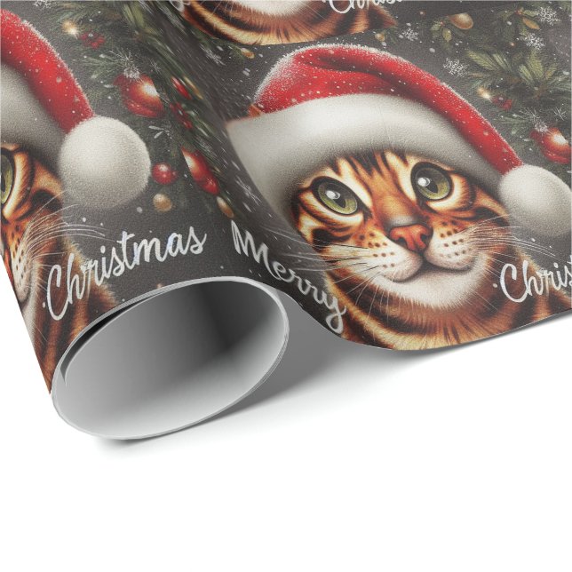 Frohe Weihnachten Bengalische Katze, Weihnachten B Geschenkpapier (Rolleneckpunkt)