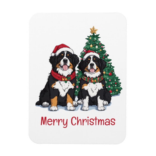 Frohe Weihnachten Berner Sennenhunde Magnet (Vertikal)