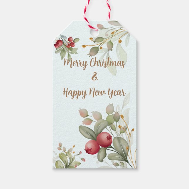 Frohe Weihnachten Berries Bouquet Geschenkanhänger (Vorderseite)