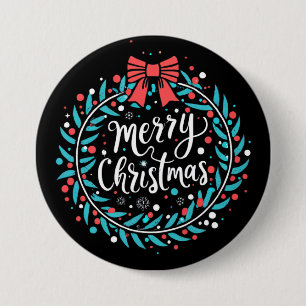 Frohe Weihnachten Berry Wreath Button