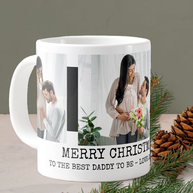 Frohe Weihnachten Best Daddy zu sein 3 Foto Black Jumbo-Tasse (Von Creator hochgeladen)