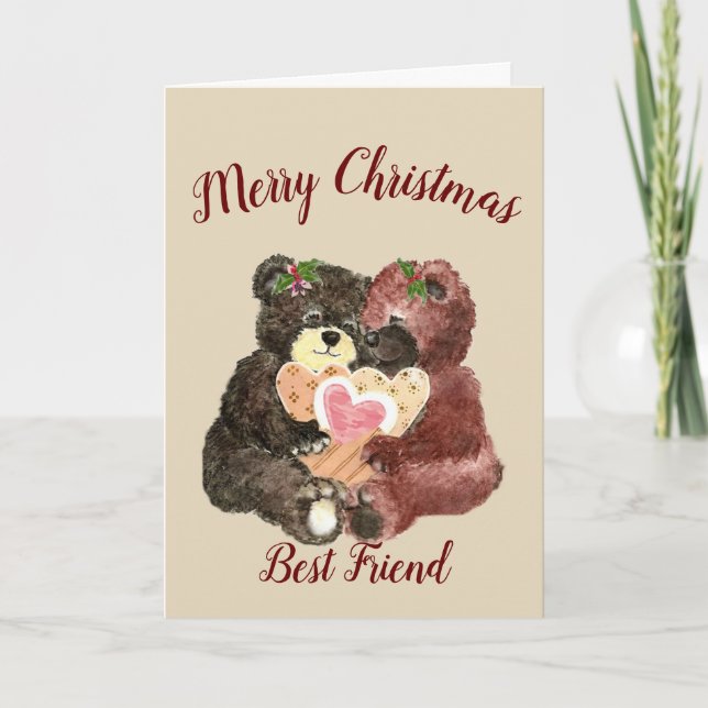Frohe Weihnachten Best Friend Niedlich Teddy Bear  (Vorderseite)