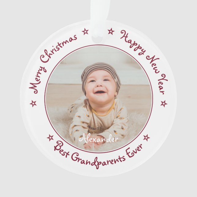 Frohe Weihnachten Beste Großeltern je Kind Foto Ornament (Vorderseite)