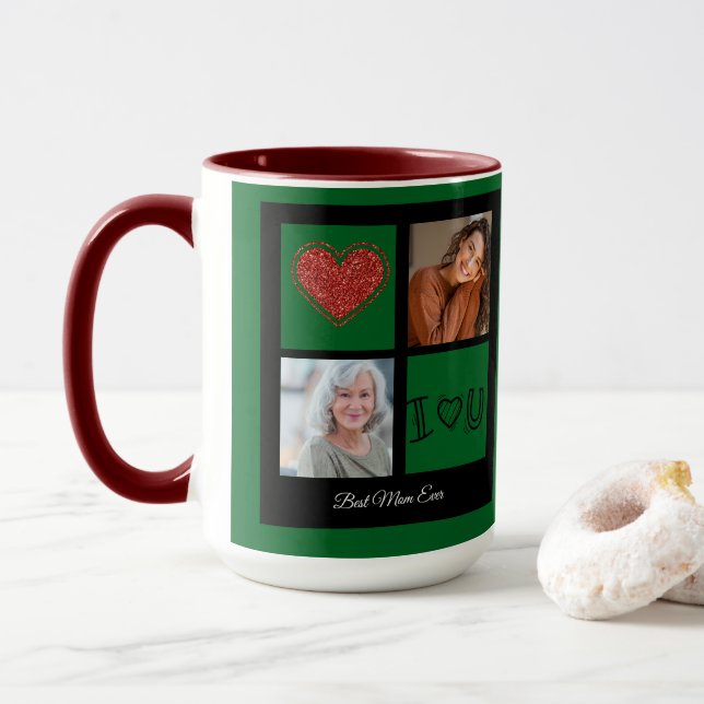 Frohe Weihnachten Beste Mama je Foto Collage Tasse (Mit Donut)