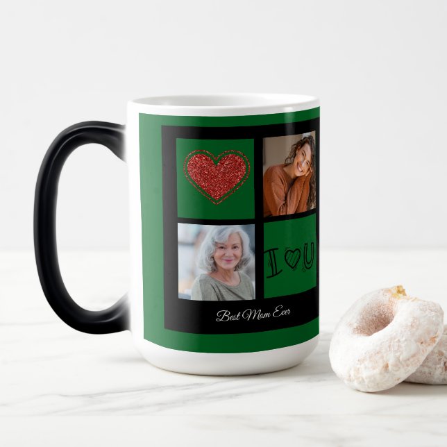 Frohe Weihnachten Beste Mama je Foto Collage Verwandlungstasse (Mit Donut)