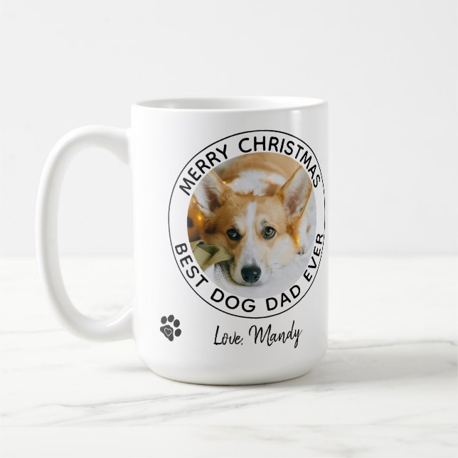 Frohe Weihnachten Bester Hund Vater je Pet Foto Kaffeetasse (Links)