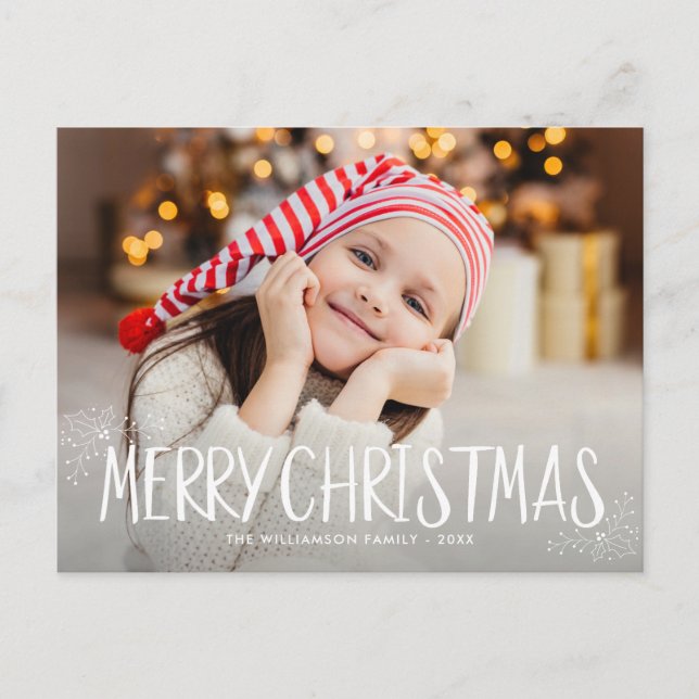 frohe Weihnachten bezaubernde personalisierte Foto Postkarte (Vorderseite)